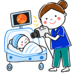 A nurse uses a camera to take an image of a newborn baby’s eye while the baby lies in an incubator at Galways Sick Kids. An eye image appears on the monitor above.